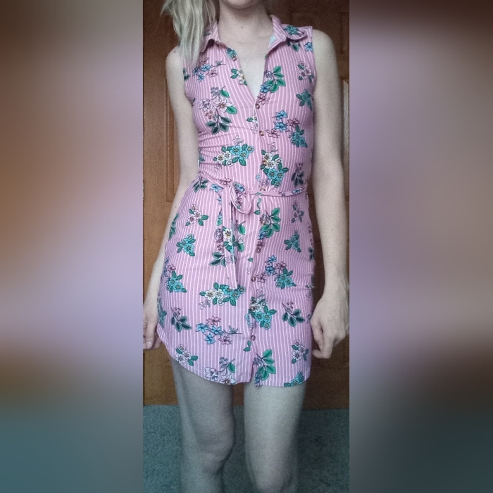 Floral Pink Sleeveless Dress